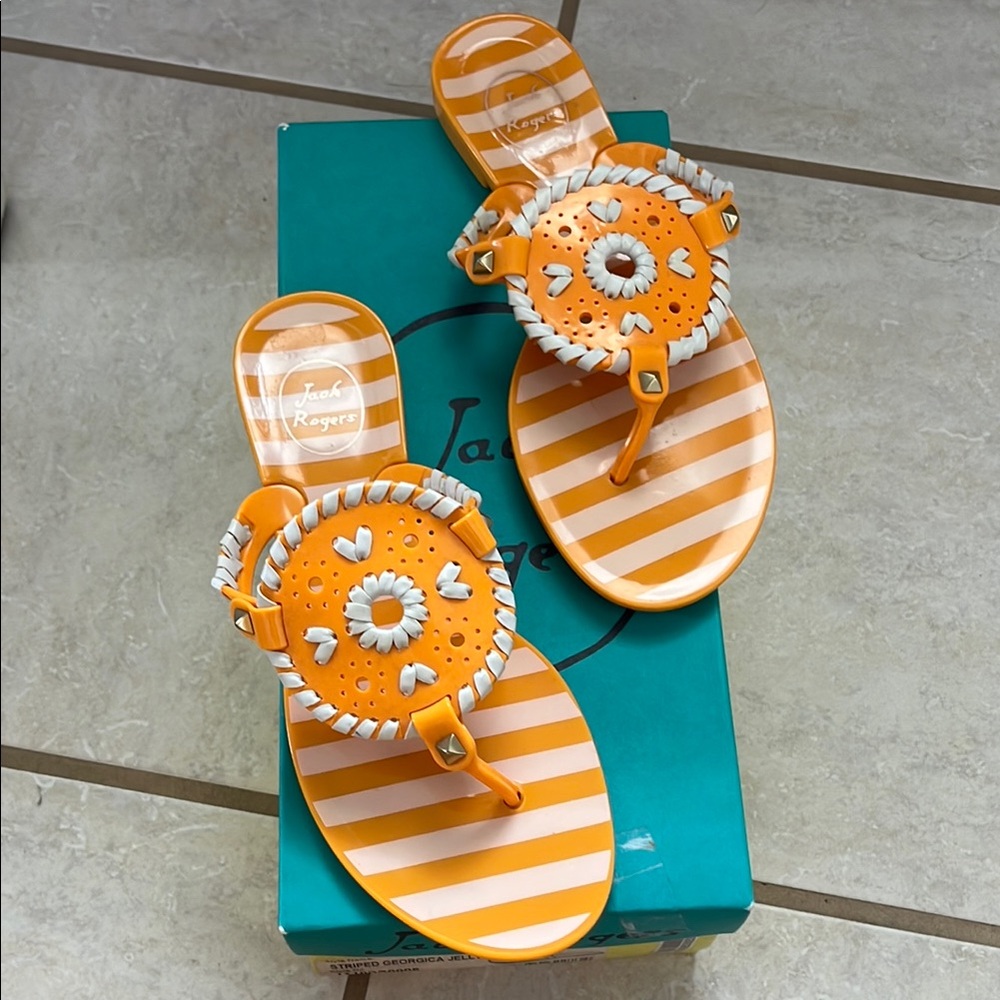Jack Rogers Women's Georgica Jelly Orange Sandals Size 6